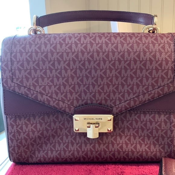 Michael Kors Handbags - Michael Kors Merlot signature large satchel and matching credit card wallet